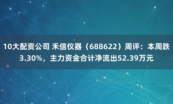 10大配资公司 禾信仪器（688622）周评：本周跌3.30%，主力资金合计净流出52.39万元